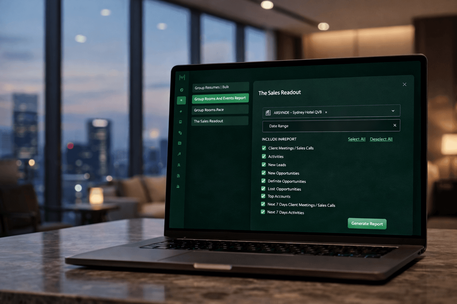 Matrix Sales Readout Customizable Hotel Sales Report