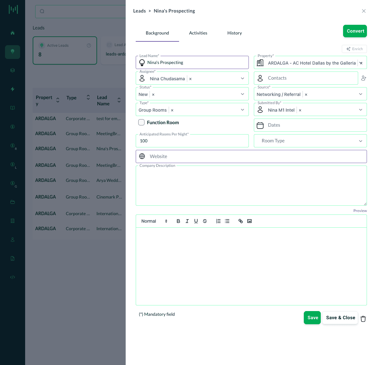 lead open with the green Convert button