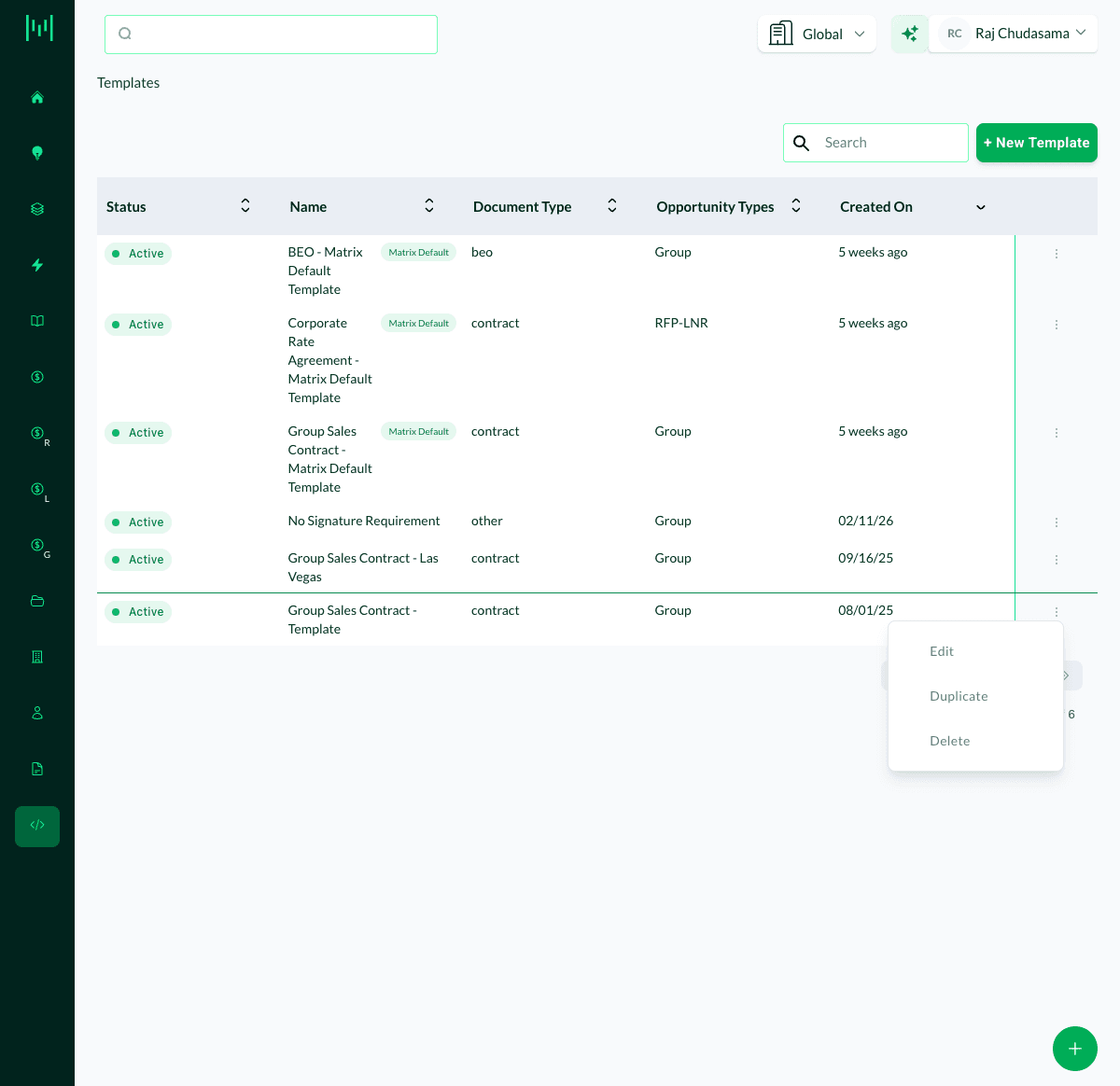 the ellipsis (…) menu on a template showing the Duplicate option